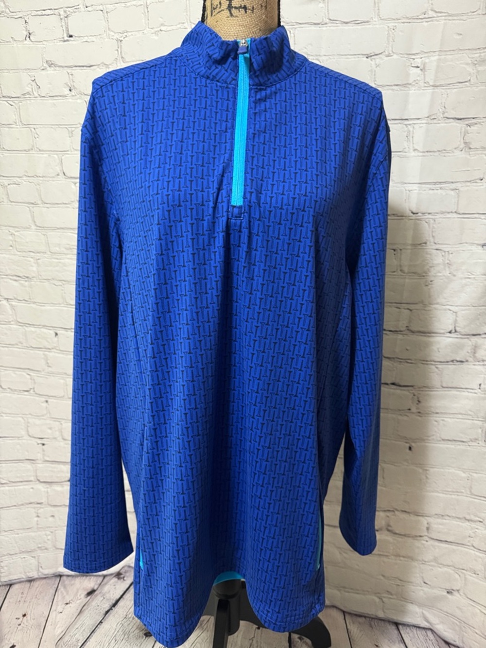 🆕 Birdie Bound Unisex Blue Quarter-Zip Performance Pullover with Aqua Zip